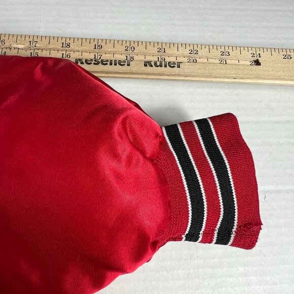 VTG 90s NBA Chicago Bulls Satin Jacket Adult Extra Large Red Snap Button Bomber - Picture 11 of 16